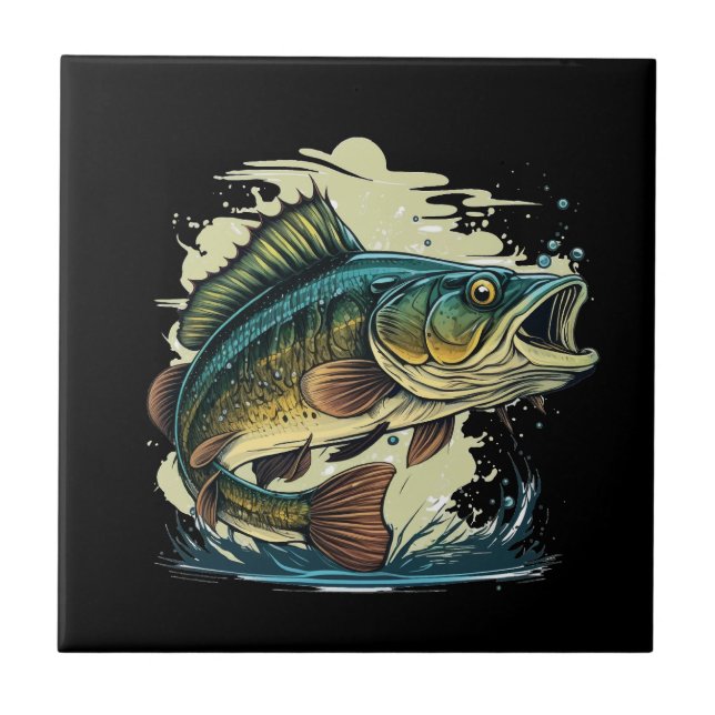 big-bass-fish-vector-cartoon-tshirt-big-bass-fish- tile (Front)