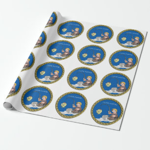 Big bass fisherman fishing on the ice wrapping paper