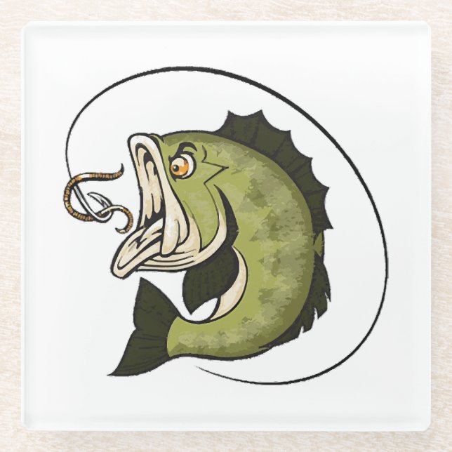 Big Bass Mouth Glass Coaster (Front)