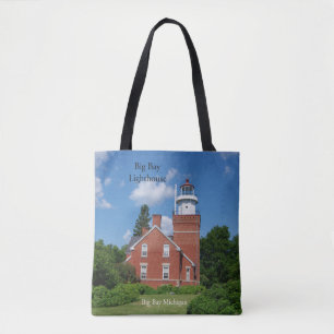 Big Bay Lighthouse all over tote bag