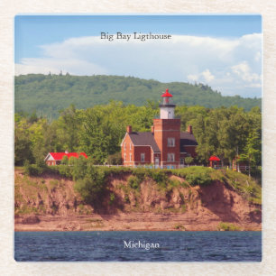 Big Bay Lighthouse from water glass coaster