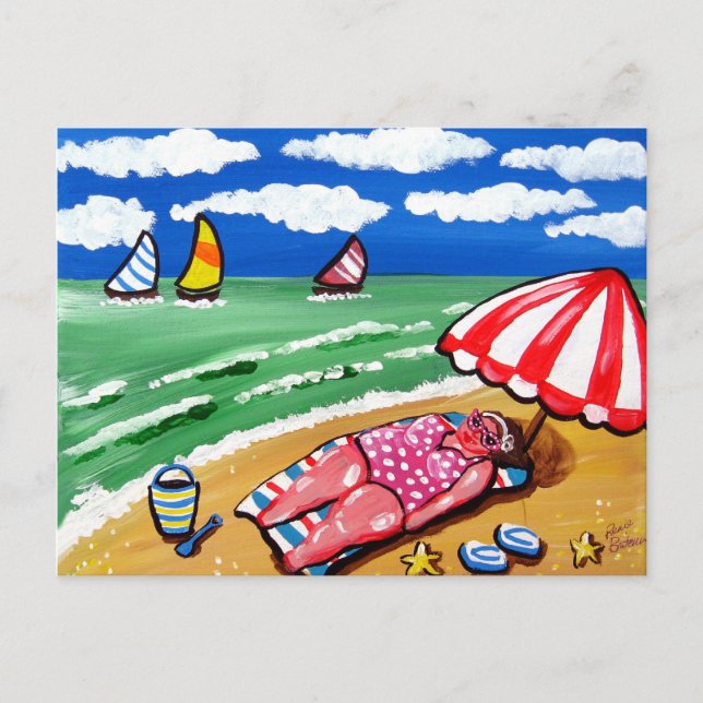 Big Beach Diva Sunbather Post Card (Front)