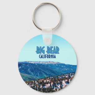 Big Bear California Mountains Button Keychain