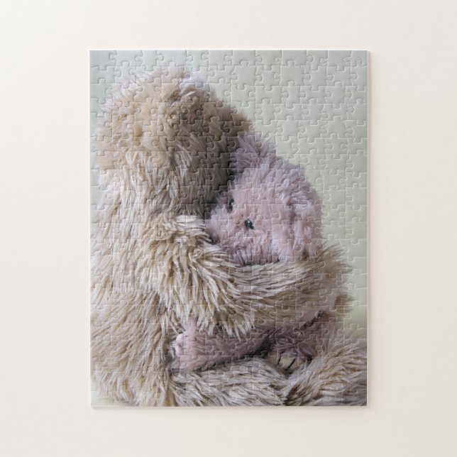Big bear holds little bear jigsaw puzzle (Vertical)