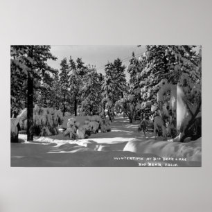 Big Bear Lake, CA in the Winter Snow View Poster