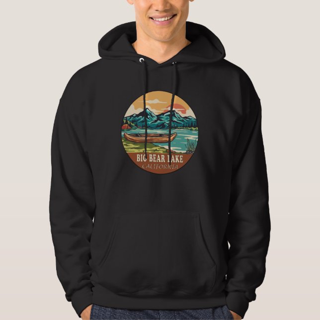 Big Bear Lake California Boating Fishing Emblem Hoodie (Front)