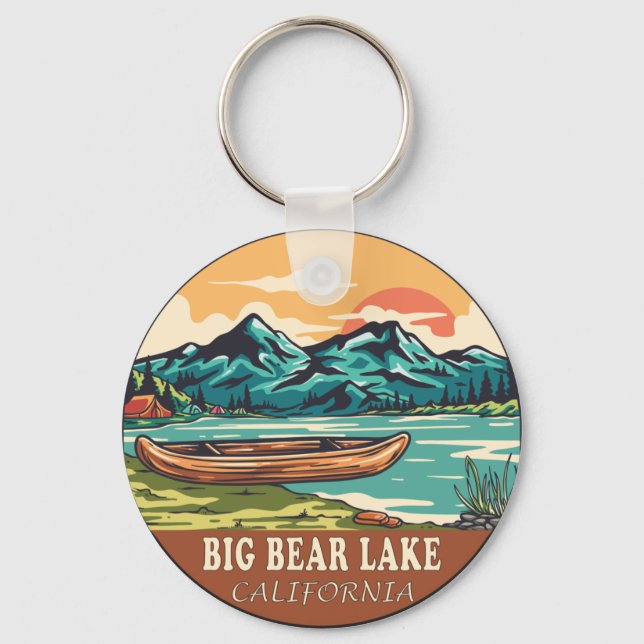 Big Bear Lake California Boating Fishing Emblem Key Ring (Front)