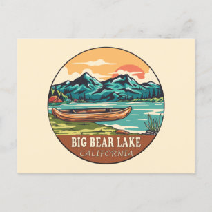 Big Bear Lake California Boating Fishing Emblem Postcard