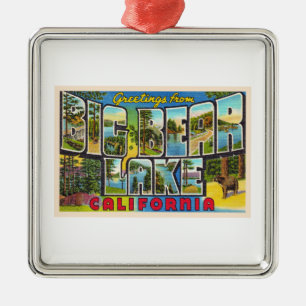 Big Bear Lake California CA Large Letter Postcard Metal Tree Decoration