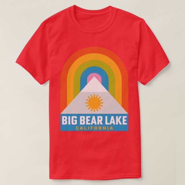 Big Bear Lake California Rainbow Retro Mountain Ba T-Shirt (Design Front)