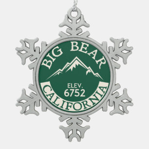 Big Bear Lake California Skiing Boating Snowflake Pewter Christmas Ornament
