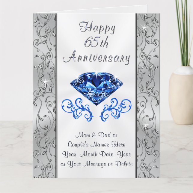 Big Beautiful 65th Wedding Anniversary Cards (Front)