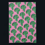 Big beautiful broccoli eat your veggies pink tea towel<br><div class="desc">Decorate your kitchen with this fun big broccoli pattern dish towel. Makes a great housewarming or wedding gift! 
You can customise it and add text too.
Check my shop for lots more colours and patterns!</div>