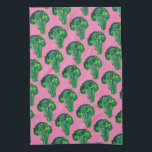 Big beautiful broccoli eat your veggies pink tea towel<br><div class="desc">Decorate your kitchen with this fun big broccoli pattern dish towel. Makes a great housewarming or wedding gift! 
You can customise it and add text too.
Check my shop for lots more colours and patterns!</div>