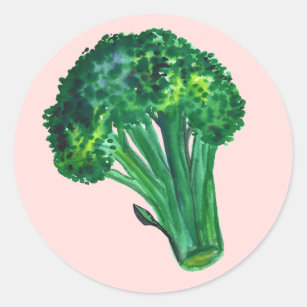 Big Beautiful Broccoli Pink Classic Round Sticker