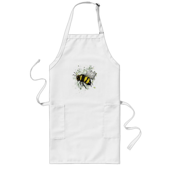 Big Beautiful Bumble BEE, Digital Drawing Long Apron (Front)
