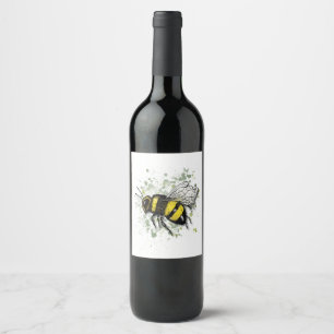 Big Beautiful Bumble BEE, Digital Drawing Wine Label