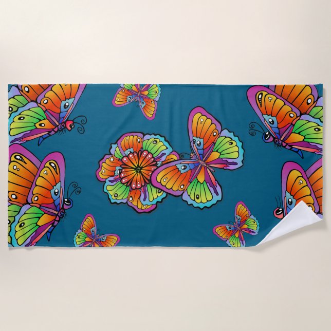Big Beautiful Butterfly  Beach Towel (Front)