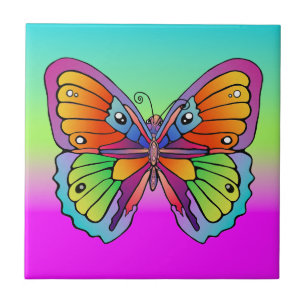 Big Beautiful Butterfly on Black Tile