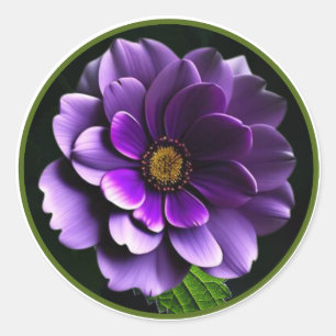 Big Beautiful Purple Rose Artistic Design Classic Round Sticker