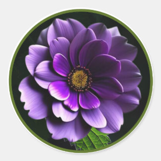 Big Beautiful Purple Rose Artistic Design Classic Round Sticker