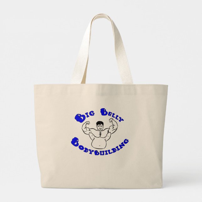 Big Belly Bodybuilding Large Tote Bag (Back)
