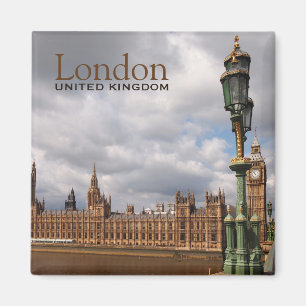 Big Ben and Parliament in London text magnet