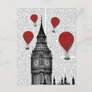 Big Ben and Red Hot Air Balloons Postcard