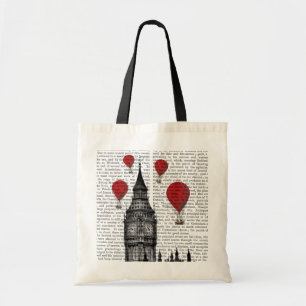Big Ben and Red Hot Air Balloons Tote Bag