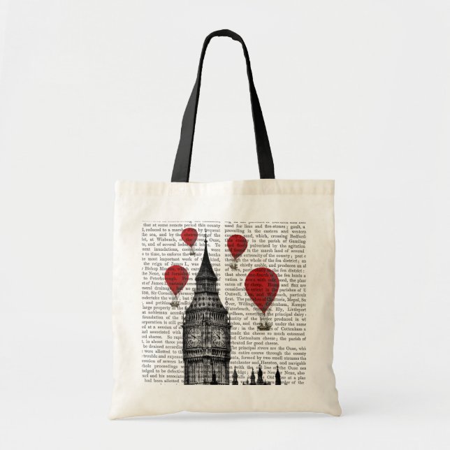 Big Ben and Red Hot Air Balloons Tote Bag (Front)