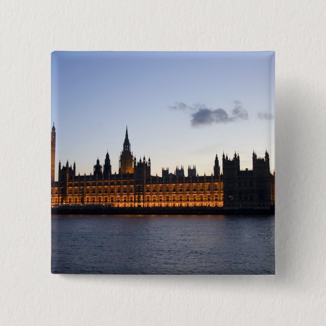 Big Ben and the Houses of Parliament in the city 15 Cm Square Badge (Front)