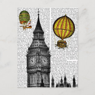 Big Ben and Vintage Hot Air Balloons Postcard