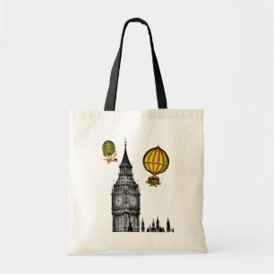 Big Ben and Vintage Hot Air Balloons Tote Bag