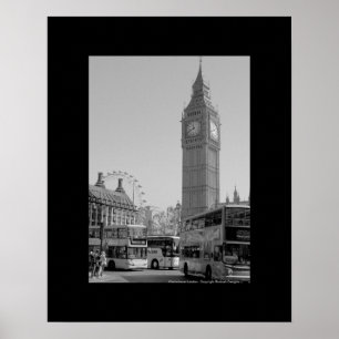 Big Ben and Westminster London black and white art Poster