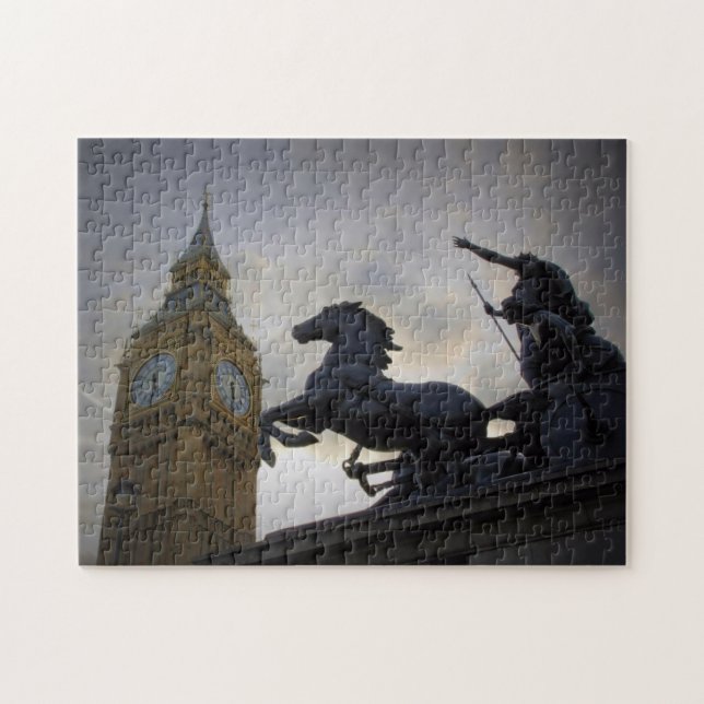 Big Ben - Boadicea Statue - London - 11x14 -252 pc Jigsaw Puzzle (Horizontal)