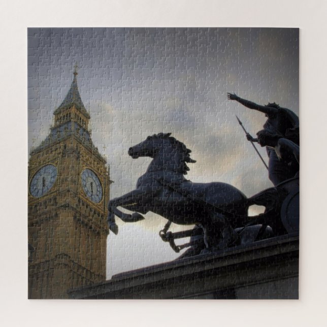 Big Ben - Boadicea Statue London - 20x20 - 676 pc Jigsaw Puzzle (Vertical)