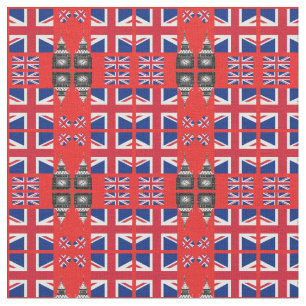 Big Ben, British Flag fabric trendy United Kingdom