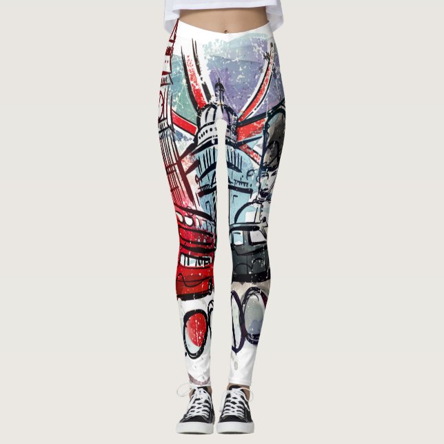 big ben bus london landmark leggings (Front)