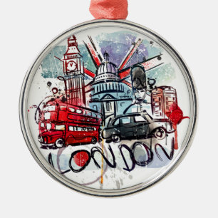 big ben bus london landmark metal tree decoration
