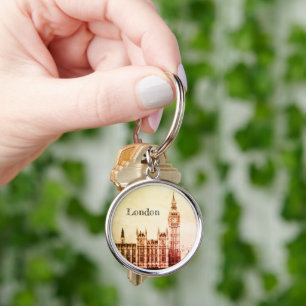 Big Ben Clock & London, Westminster / vintage UK K Key Ring