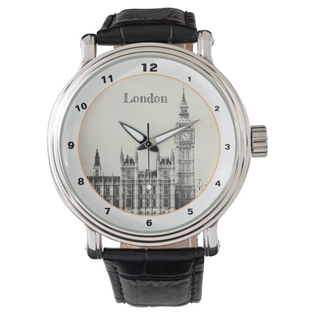 Big Ben Clock & London, Westminster /vintage UK Watch (Front)