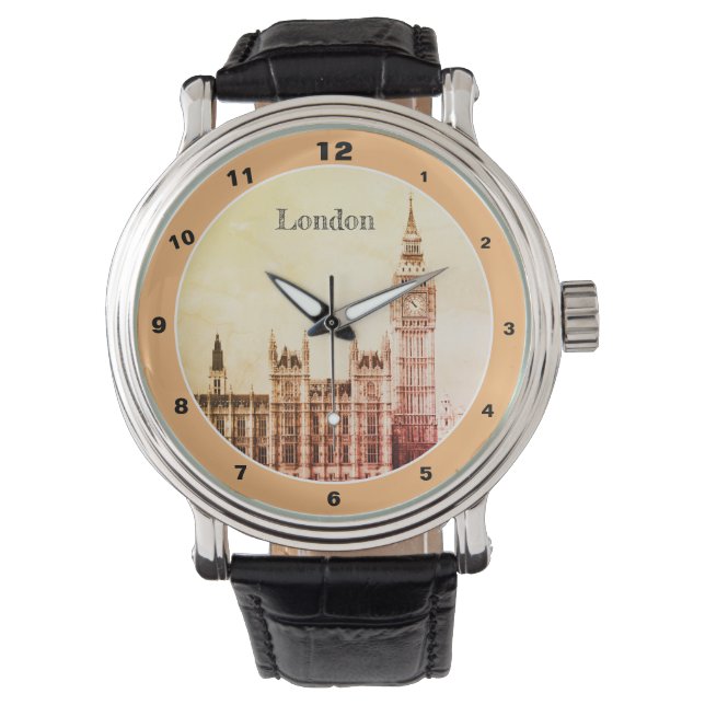 Big Ben Clock & London, Westminster / vintage UK Watch (Front)