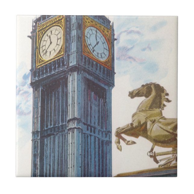 Big Ben Clock Tower at the Palace of Westminster Tile (Front)