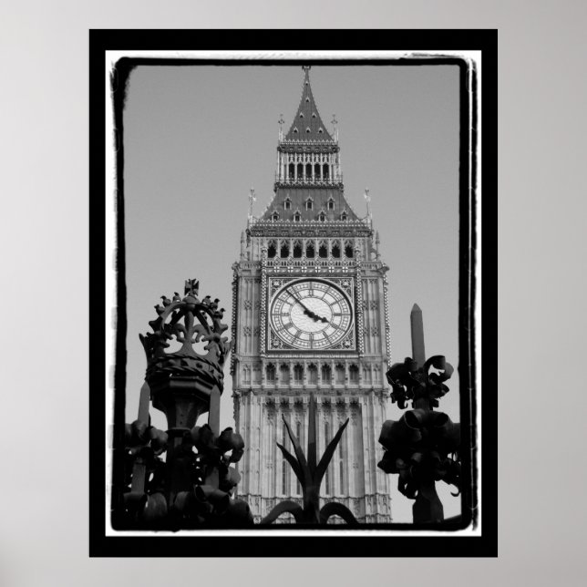 "Big Ben" Clock Tower at Westminster Palace Poster (Front)