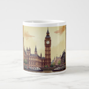 Big Ben Clock Tower London, Vintage Style Large Coffee Mug