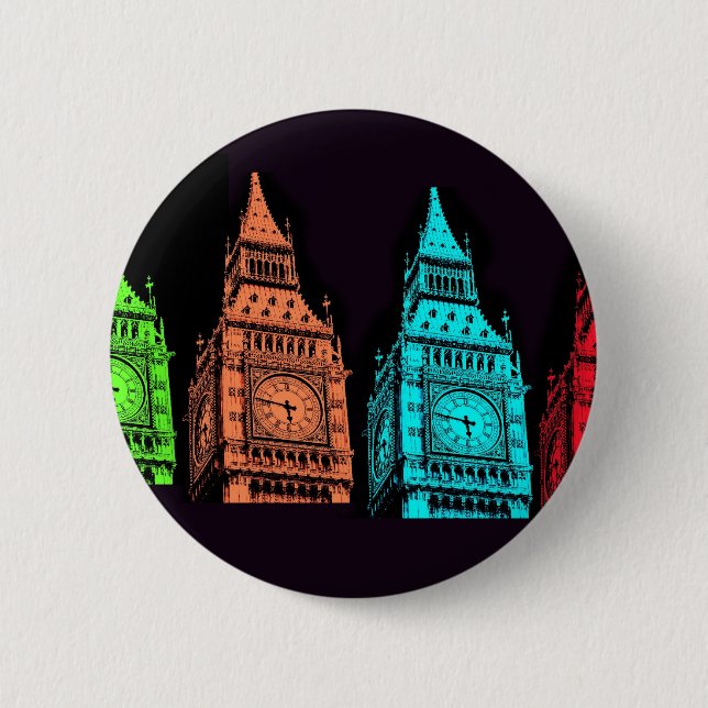 Big Ben Collage 6 Cm Round Badge (Front)