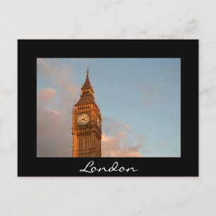 Big Ben in London black text postcard