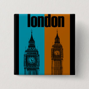 Big Ben in London, Ver. 2 15 Cm Square Badge