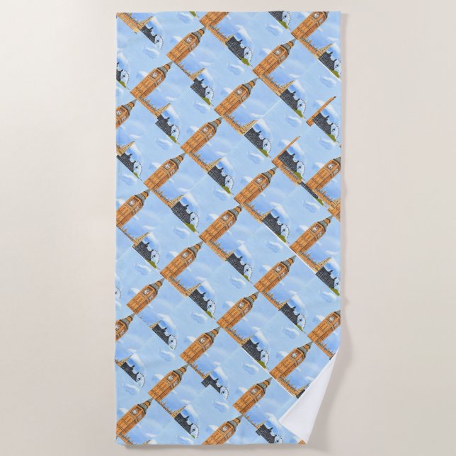 Big Ben London Beach Towel  (Front)
