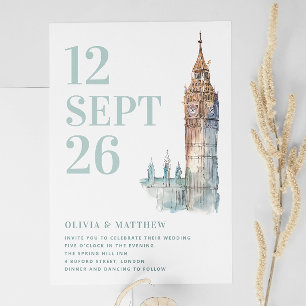 Big Ben / London destination wedding + QR photo Invitation